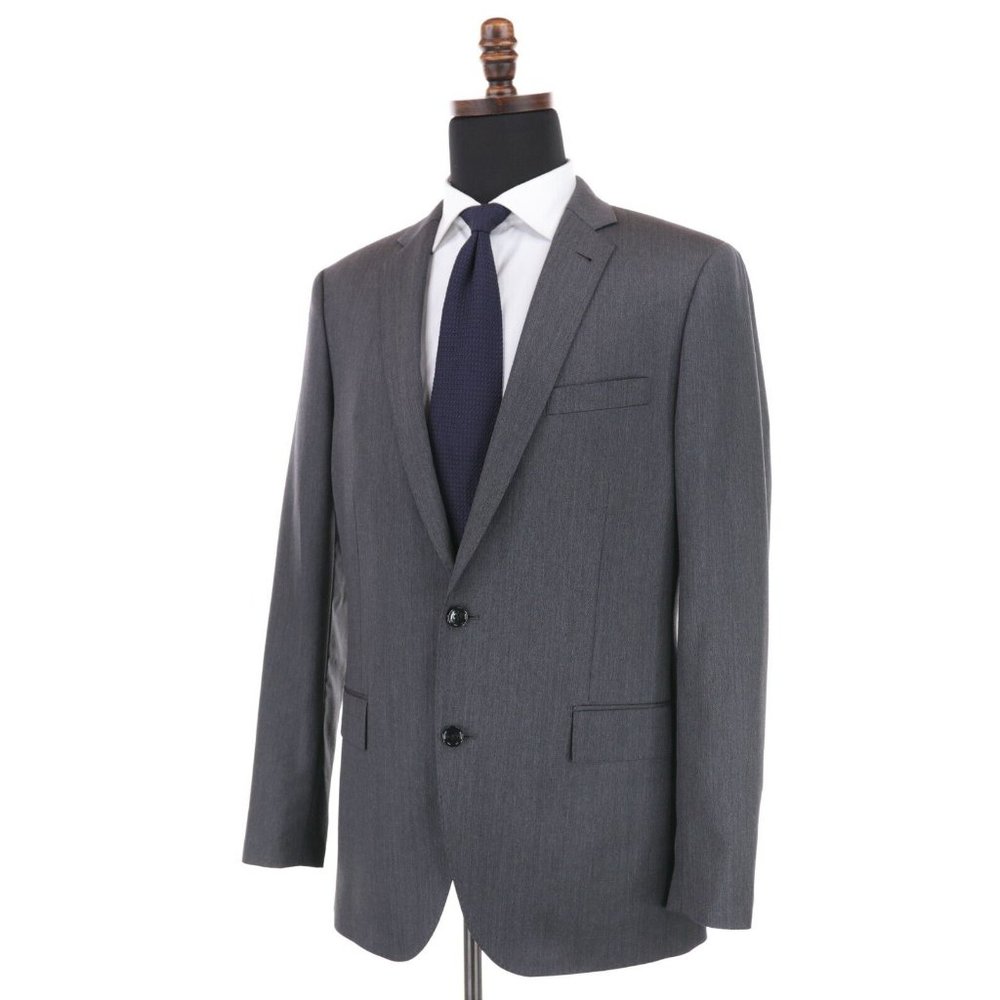 J Crew Ludlow Tollegno 1900 Wool Suit 40L Gray Herringbone 35 X 33 Flat Front - Picture 4 of 14